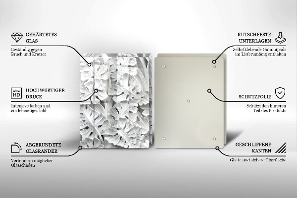 Skleněná deska za sporák Bílé květy