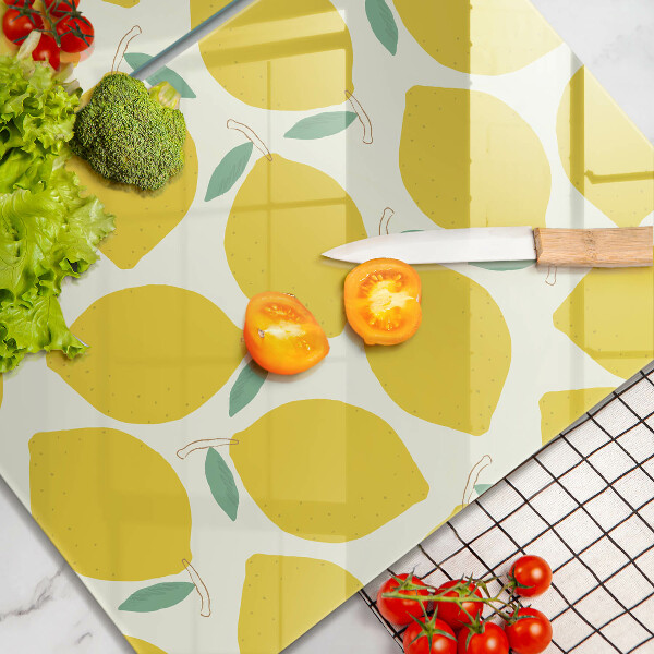 Skleněná deska za sporák Kreslené citrony