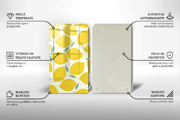 Skleněná deska za sporák Kreslené citrony