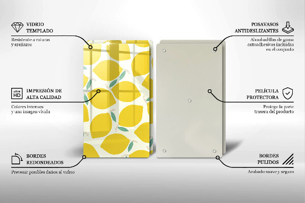 Skleněná deska za sporák Kreslené citrony