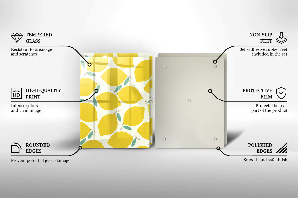 Skleněná deska za sporák Kreslené citrony