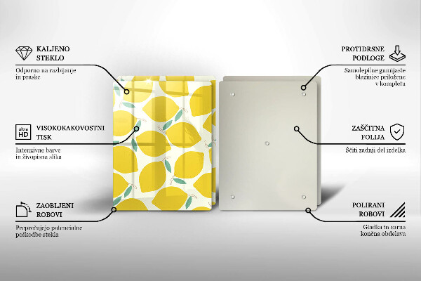 Skleněná deska za sporák Kreslené citrony