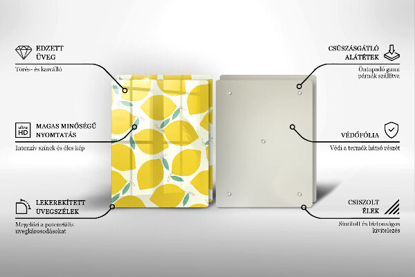 Skleněná deska za sporák Kreslené citrony