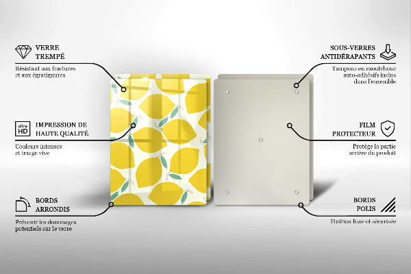 Skleněná deska za sporák Kreslené citrony