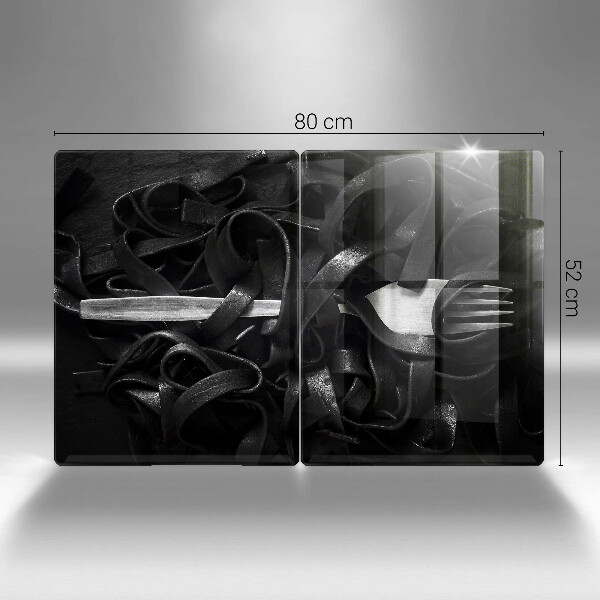 Skleněná deska za sporák Černé těstoviny tagliatelle