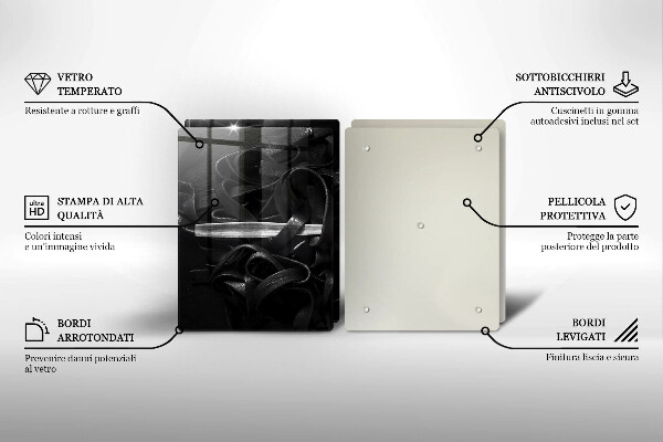 Skleněná deska za sporák Černé těstoviny tagliatelle
