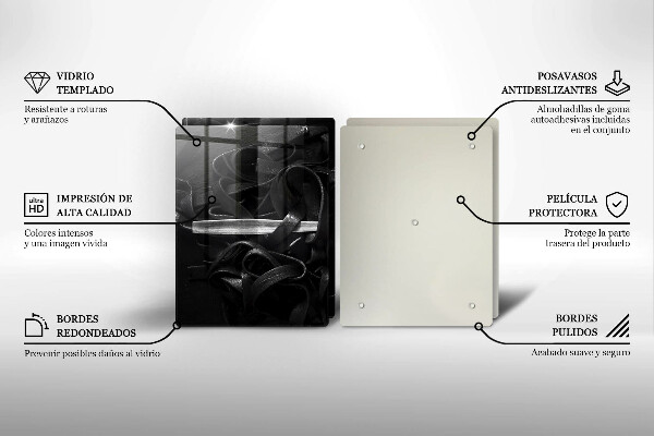 Skleněná deska za sporák Černé těstoviny tagliatelle