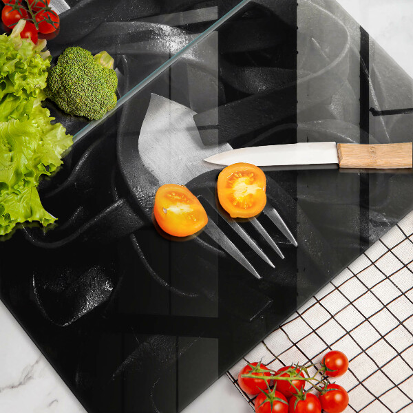 Skleněná deska za sporák Černé těstoviny tagliatelle