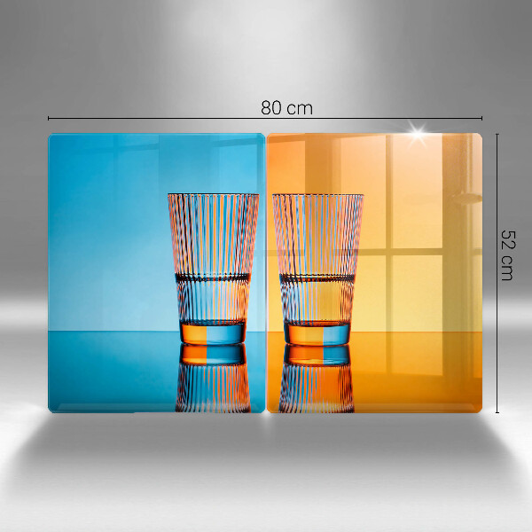 Skleněná deska za sporák Dvě sklenice vody