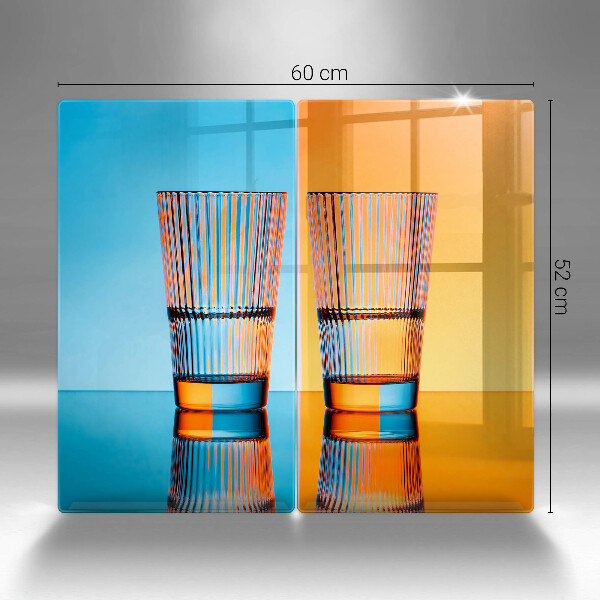 Skleněná deska za sporák Dvě sklenice vody