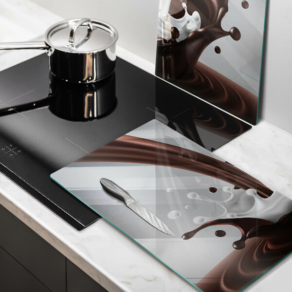 Skleněná deska za sporák Mléko a čokoláda