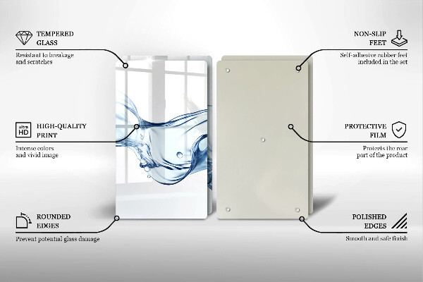 Skleněná deska za sporák Křišťálová voda