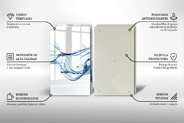 Skleněná deska za sporák Křišťálová voda