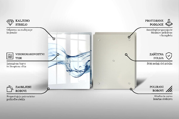 Skleněná deska za sporák Křišťálová voda