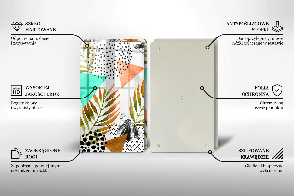 Sklo za varnou desku Boho listy vzor