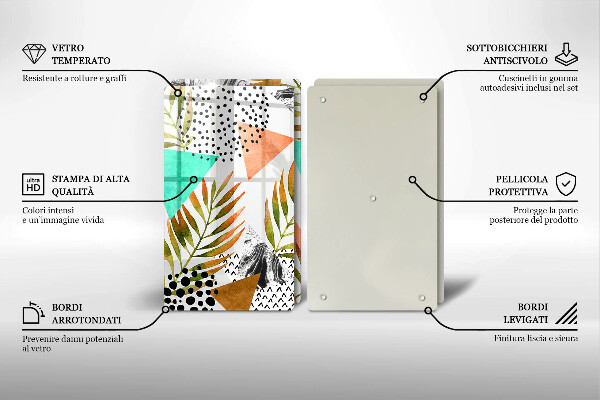 Sklo za varnou desku Boho listy vzor