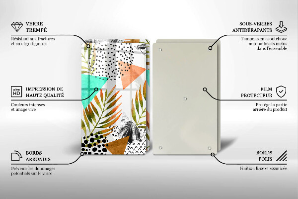 Sklo za varnou desku Boho listy vzor