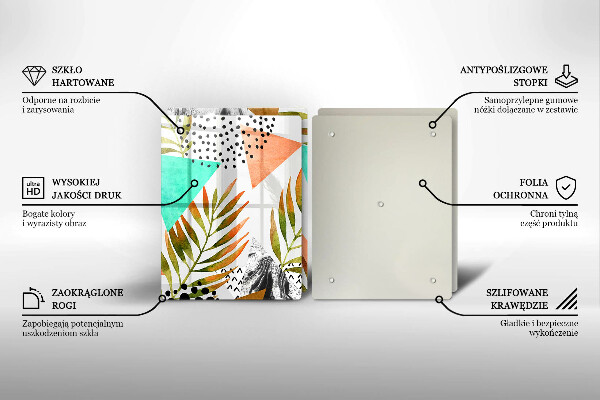 Sklo za varnou desku Boho listy vzor