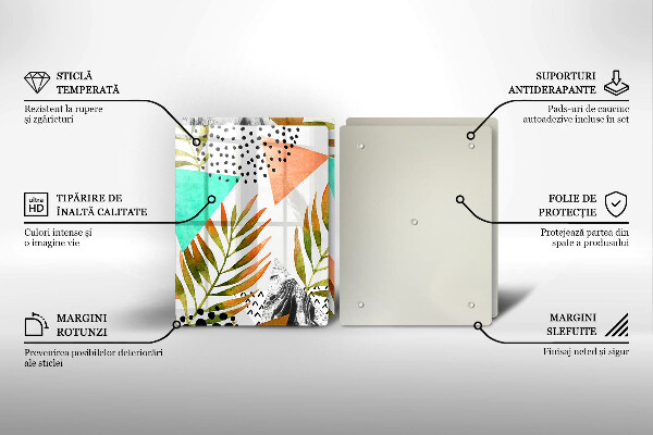 Sklo za varnou desku Boho listy vzor