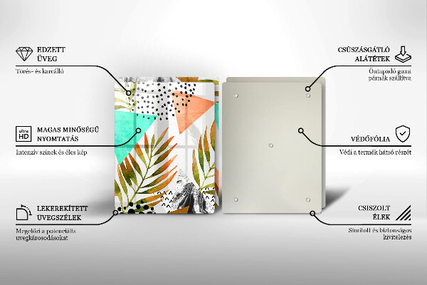 Sklo za varnou desku Boho listy vzor