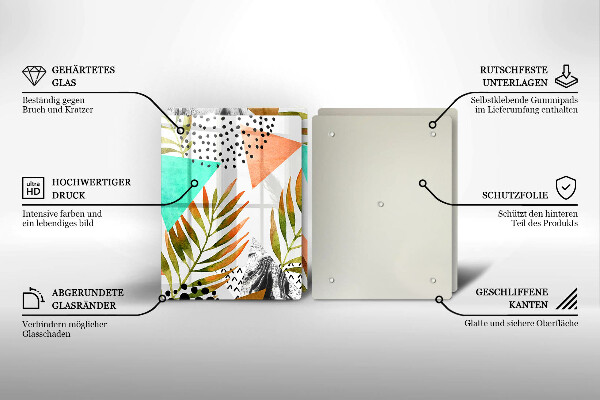 Sklo za varnou desku Boho listy vzor