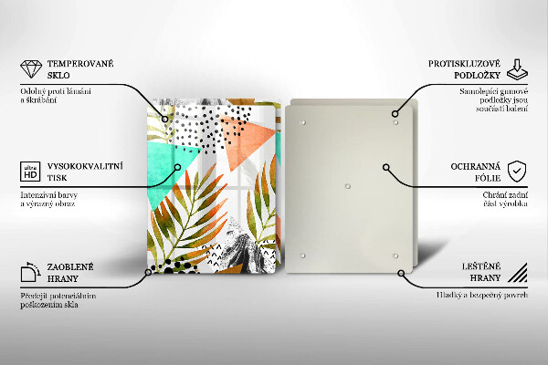 Sklo za varnou desku Boho listy vzor