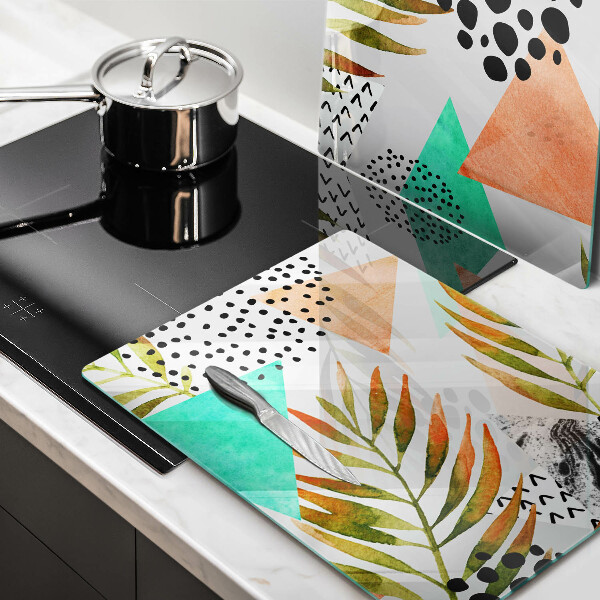 Sklo za varnou desku Boho listy vzor