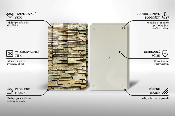 Skleněná deska za sporák Dekorativní kameny