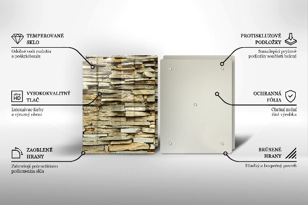 Skleněná deska za sporák Dekorativní kameny