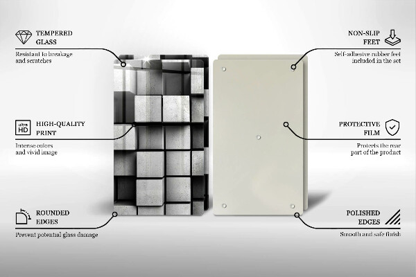 Skleněná deska za sporák Abstraktní 3d čtverce