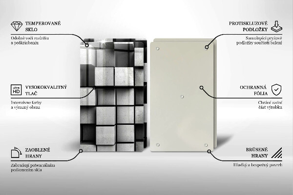 Skleněná deska za sporák Abstraktní 3d čtverce