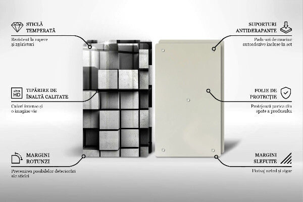 Skleněná deska za sporák Abstraktní 3d čtverce