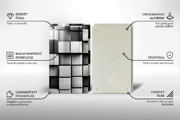 Skleněná deska za sporák Abstraktní 3d čtverce