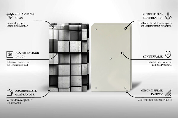 Skleněná deska za sporák Abstraktní 3d čtverce