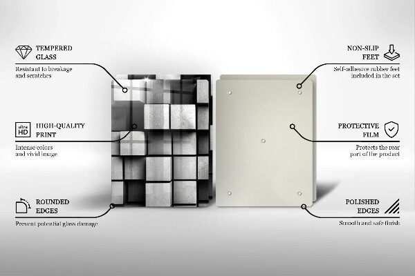 Skleněná deska za sporák Abstraktní 3d čtverce