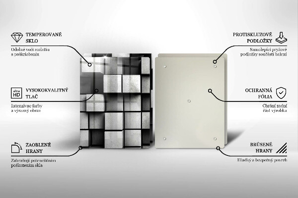 Skleněná deska za sporák Abstraktní 3d čtverce