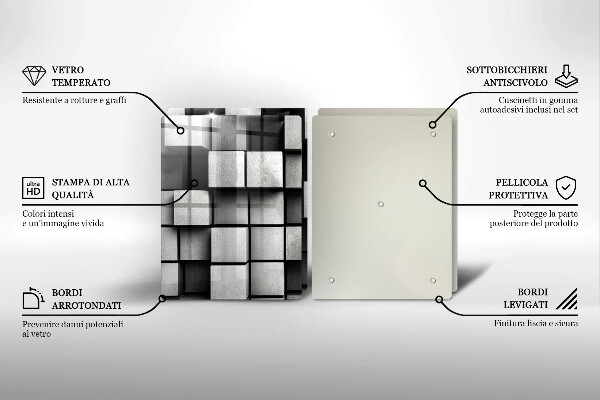 Skleněná deska za sporák Abstraktní 3d čtverce