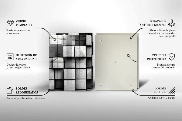 Skleněná deska za sporák Abstraktní 3d čtverce