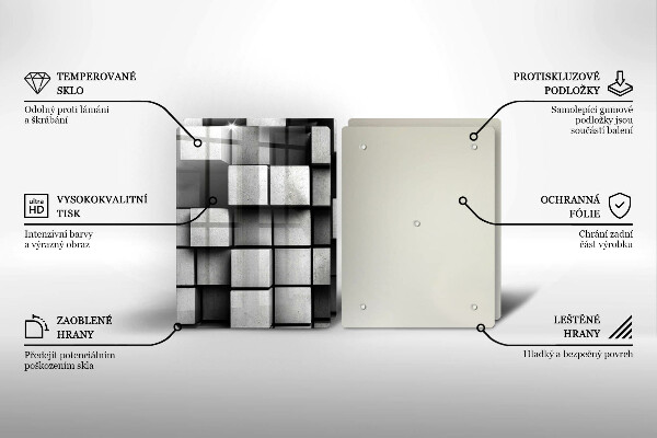 Skleněná deska za sporák Abstraktní 3d čtverce