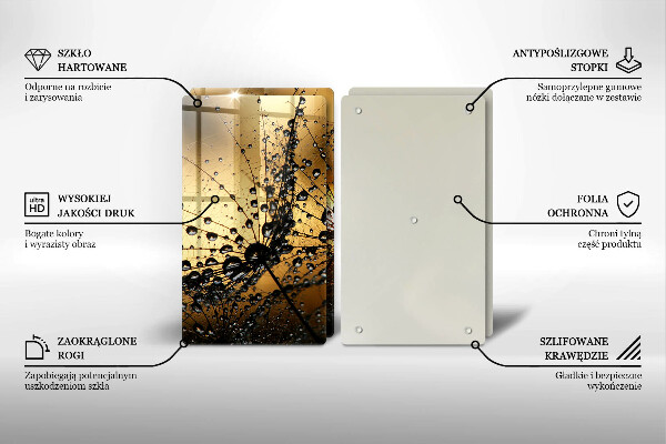 Skleněná deska za sporák Rosa a pampelišky