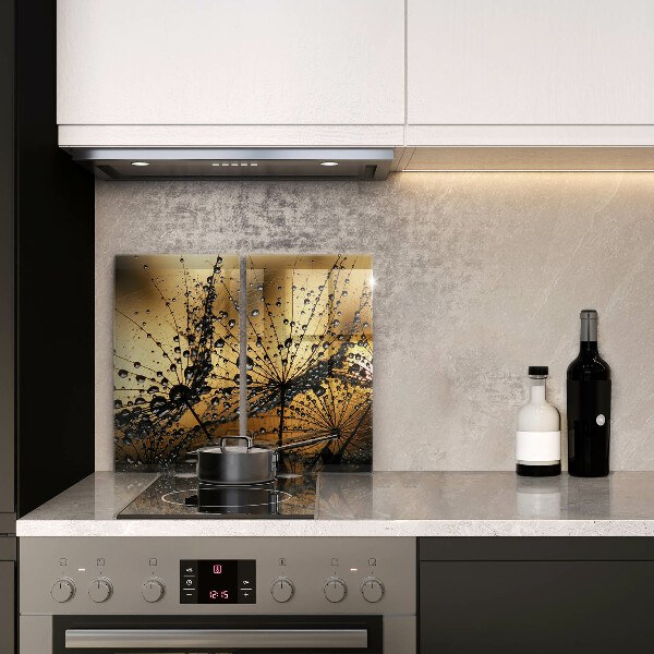 Skleněná deska za sporák Rosa a pampelišky