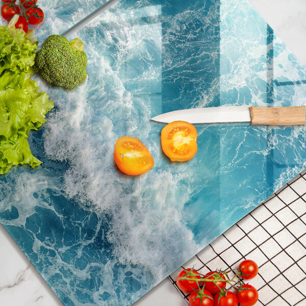 Skleněná deska za sporák Vlny mořské vody