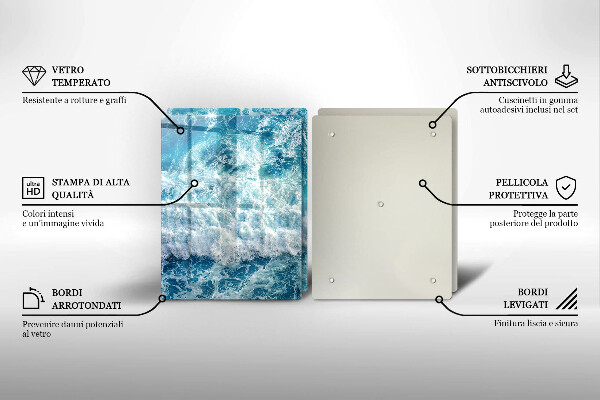Skleněná deska za sporák Vlny mořské vody