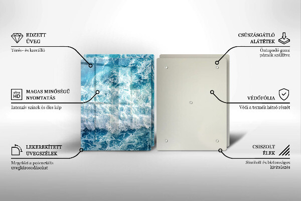 Skleněná deska za sporák Vlny mořské vody