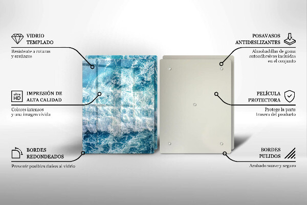 Skleněná deska za sporák Vlny mořské vody