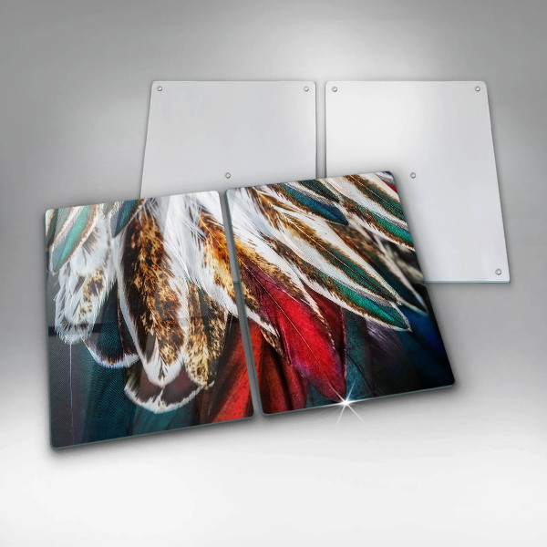 Skleněná deska za sporák Boho ptačí peří