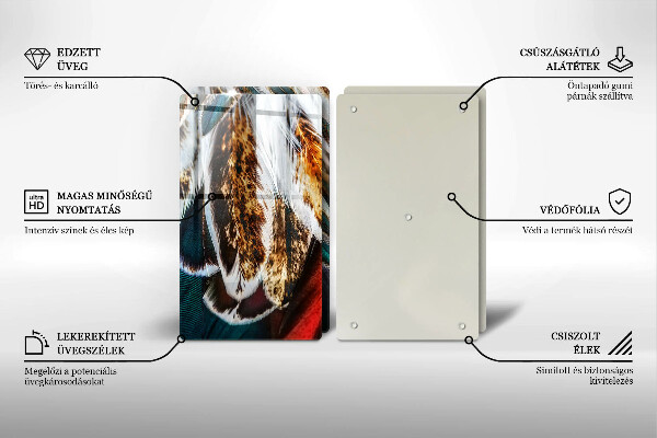 Skleněná deska za sporák Boho ptačí peří