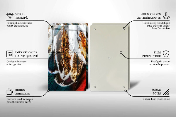 Skleněná deska za sporák Boho ptačí peří