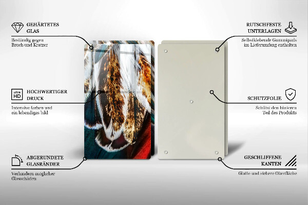 Skleněná deska za sporák Boho ptačí peří