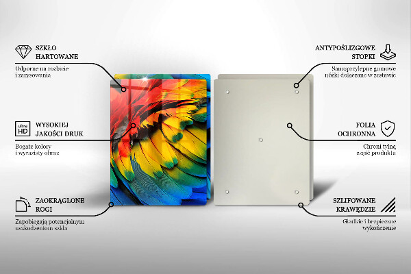 Sklo za varnou desku Barevné papouščí peří